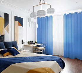 Шторы Эконом голубые на люверсах недорогие