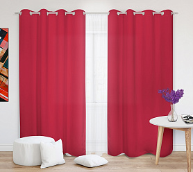Шторы Стандарт красные на люверсах в спальню и гостиную