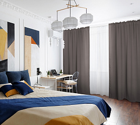 Шторы Премиум светло-коричневые на кулиске с гребешком блэкаут