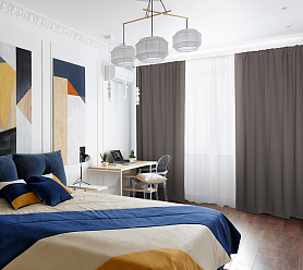 Шторы Премиум светло-коричневые на кулиске блэкаут