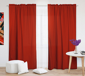 Шторы Эконом красные на кулиске с гребешком недорогие