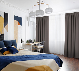 Шторы Премиум светло-коричневые на тесьме блэкаут