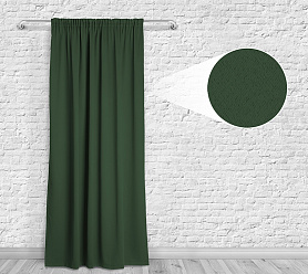 Шторы Премиум темно-зеленые на тесьме блэкаут