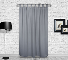 Шторы Премиум серые на петлях без липучек блэкаут