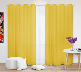 Шторы Эконом желтые на люверсах недорогие