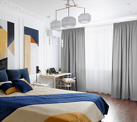 Шторы Эконом светло-серые на тесьме недорогие