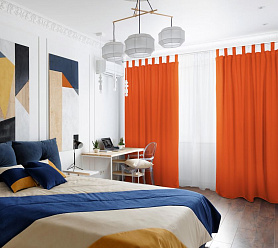 Шторы Эконом оранжевые на петлях на липучках недорогие