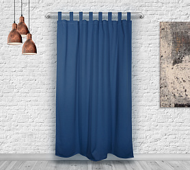 Шторы Премиум темно-синие на петлях без липучек блэкаут