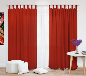Шторы Эконом красные на петлях без липучек недорогие