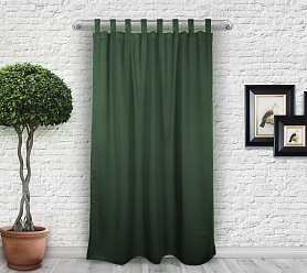 Шторы Премиум темно-зеленые на петлях на липучках блэкаут