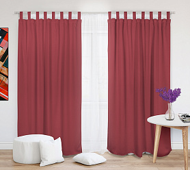 Шторы Премиум терракотовые на петлях на липучках блэкаут