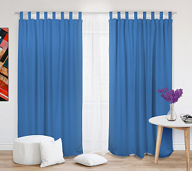 Шторы Премиум синие на петлях без липучек блэкаут