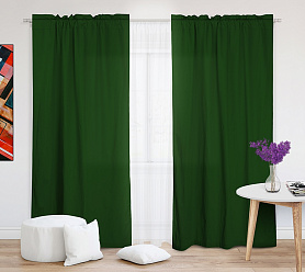 Шторы Эконом зеленые на кулиске с гребешком недорогие