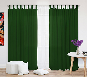 Шторы Эконом зеленые на петлях без липучек недорогие