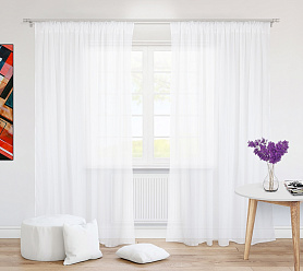 Вуаль однотонная белая на кулиске