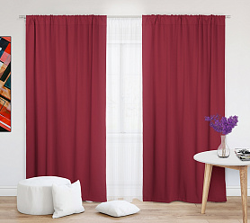 Шторы Премиум красные на кулиске блэкаут