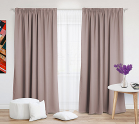 Шторы Премиум персиковые на тесьме блэкаут