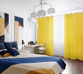 Шторы Эконом желтые на люверсах недорогие