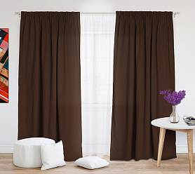 Шторы Эконом шоколад на тесьме недорогие