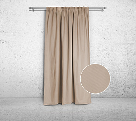 Шторы Стандарт бежевые на тесьме в спальню и гостиную