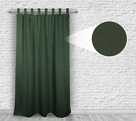 Шторы Премиум темно-зеленые на петлях на липучках блэкаут