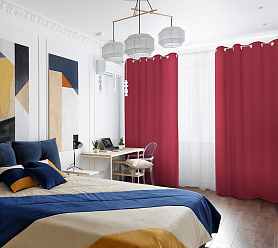 Шторы Премиум красные на люверсах блэкаут