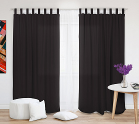 Шторы Стандарт коричневые на петлях без липучек в спальню и гостиную
