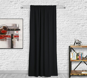 Шторы Премиум черные на тесьме блэкаут