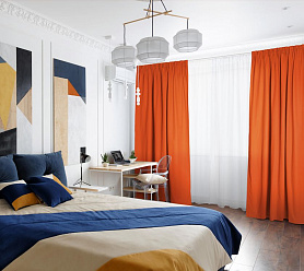 Шторы Эконом оранжевые на тесьме недорогие