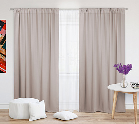 Шторы Премиум бежевые на кулиске блэкаут