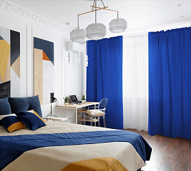 Шторы Стандарт василек на кулиске с гребешком в спальню и гостиную