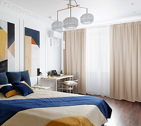 Шторы Премиум кремовые на кулиске блэкаут