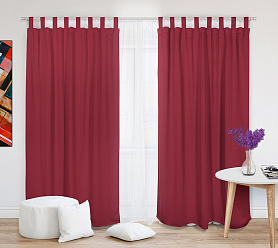 Шторы Премиум красные на петлях без липучек блэкаут