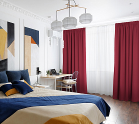 Шторы Премиум красные на тесьме блэкаут