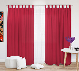 Шторы Стандарт красные на петлях на липучках в спальню и гостиную