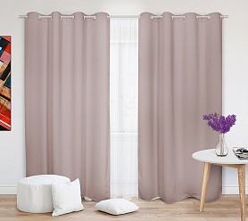 Шторы Премиум персиковые на люверсах блэкаут