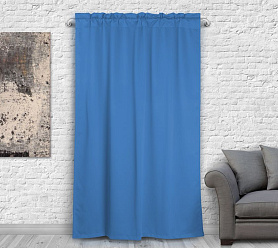 Шторы Премиум синие на кулиске с гребешком блэкаут