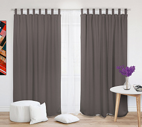 Шторы Премиум светло-коричневые на петлях на липучках блэкаут