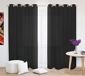 Шторы Эконом черные на люверсах недорогие