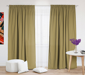 Шторы Эконом бежевые на тесьме недорогие