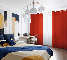 Шторы Эконом красные на люверсах недорогие