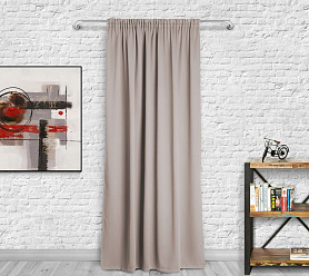 Шторы Премиум бежевые на тесьме блэкаут