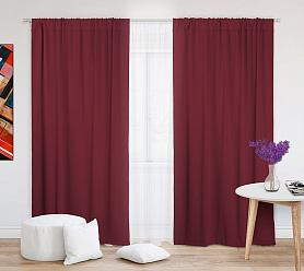 Шторы Премиум рубиновые на кулиске блэкаут