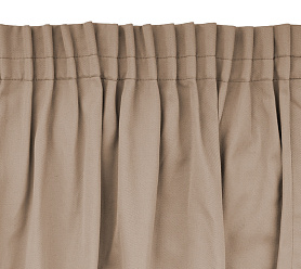 Шторы Стандарт бежевые на тесьме в спальню и гостиную