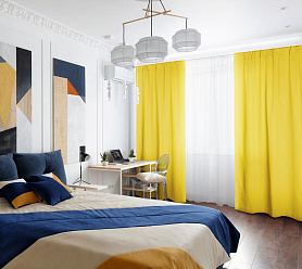 Шторы Эконом желтые на кулиске с гребешком недорогие