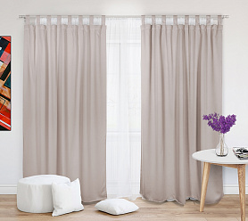 Шторы Премиум бежевые на петлях без липучек блэкаут
