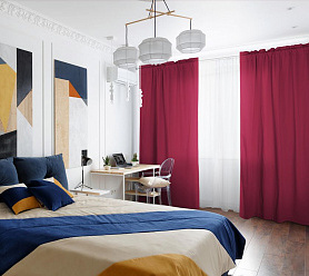 Шторы Стандарт бордовые на кулиске с гребешком в спальню и гостиную