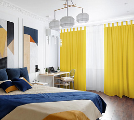 Шторы Эконом желтые на петлях на липучках недорогие