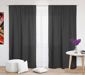 Шторы Стандарт темно-серые на кулиске в спальню и гостиную