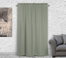 Шторы Премиум зеленые на кулиске с гребешком блэкаут